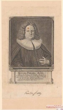 Gustav Philipp Mörl (d.Ä.), Pfarrer bei St. Sebald, Professor und Bibliothekar; geb. 26. Dezember 1673