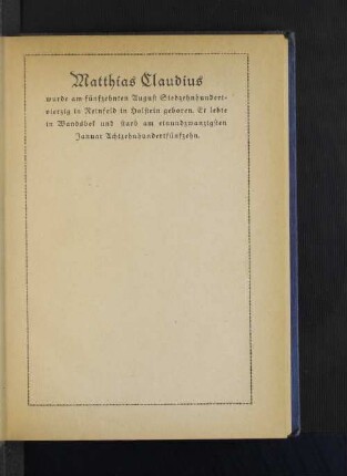 Matthias Claudius.
