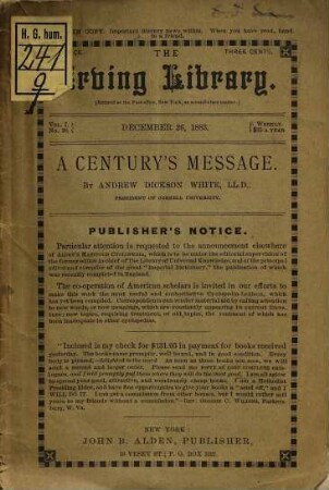 The Message of the Nineteenth Century to the Twentieth