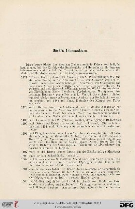 Dürers Lebensskizze