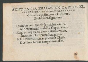 Sententia Esaiae Ex Capite XL.