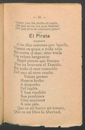 El Pirata : Canción