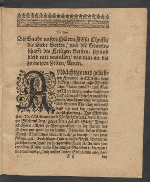 Die Gnade unsers Herrn Jesu Christi/[...]