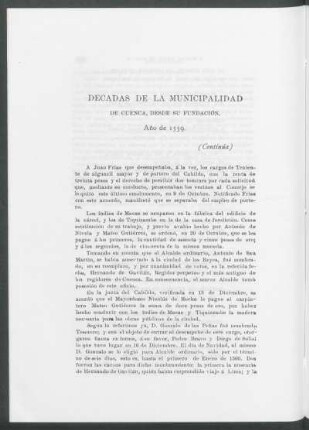 Decadas de la municipalidad de Cuenca, desde su fundación - (continúa)