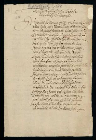 Todesanzeige des Prof. Dr. iur. utr. Jakob Cappelbeccius [Cappelbeckh], 1586.