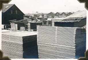 Fa. H. Fuchs Söhne, Holzhandlung im Rheinhafen. Holzlagerplatz