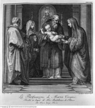 L'Etruria pittrice ovvero Storia della pittura toscana dedotta dai suoi monumenti che si esibiscono in stampa dal secolo X fino al presente / Marco Lastri. Traduttore in francese, Giuseppe Villette Firenze : Pagni & Bardi, 1791 - 1795. - 1 - 2 ; 2°Mariae Reinigung (tav. XXXVIII) - L'Etruria pittrice ... Band 1.