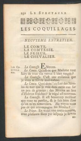 Neuvieme entretien. Les Coquillages.
