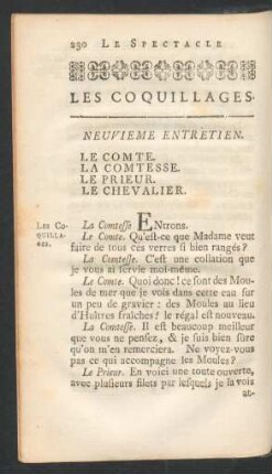 Neuvieme entretien. Les Coquillages.