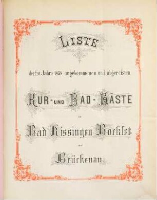 Kurliste von Bad Kissingen und Kissinger Bad-Anzeiger. 1878
