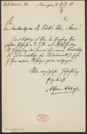 Brief an B. Schott's Söhne : 07.03.1910