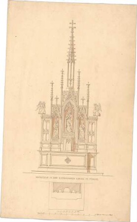 Zocher, Ernst; Zürich (Schweiz); Kath. Kirche - Hochaltar (Grundriss, Aufriss)
