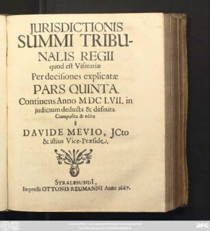5: Continens Anno MDCLVII. in iudicium deducta & definita
