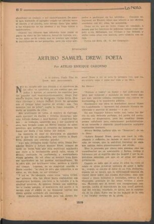 Evocación - Arturo Samuel Drew: Poeta