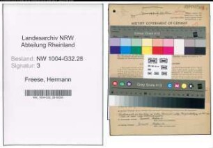 Entnazifizierung Hermann Freese , geb. 08.10.1885 (Zollamtmann)