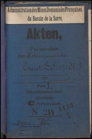Personalien der Beamten:\[W9]\Christian Schmidt, Kohlenexpedient