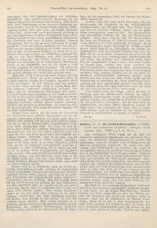 622-627 [Rezension] Walther, Fr., Die christliche Glaubenslehre, als Wissenschaft vom Lebensmut dargestellt