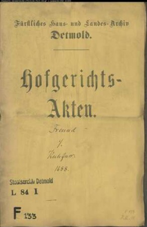 Freund, Joh. Christoph zu Lüdenhausen gegen Henrich Kuhfuß, Untervogt zu Lüdenhausen - Beleidigung