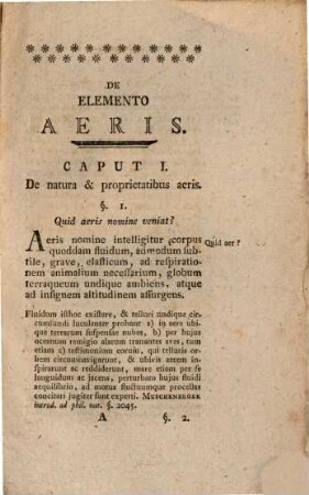 De elemento aëris, et quae ad aërem pertinent