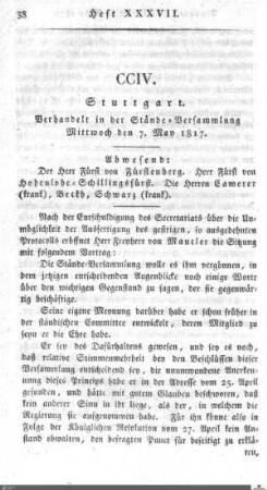 204. Sitzung, Stuttgart, 7.5.1817