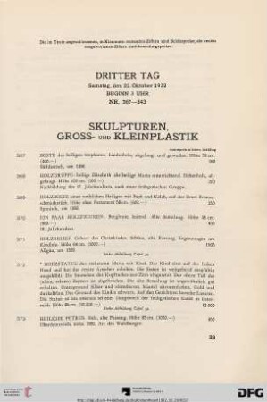 Skulpturen, Groß- und Kleinplastik (Nr. 367-414)