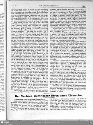 Der Vertrieb elektrischer Uhren durch Uhrmacher (Fortsetzung und Schluß)