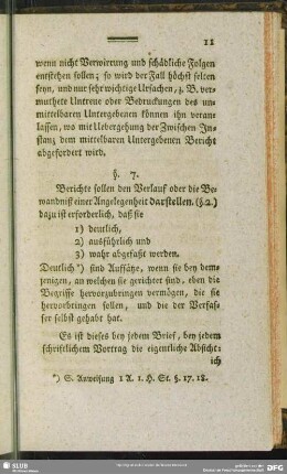 §. 7. [Nothwendige Eigenschaften der Berichte, sie sollen seyn: a) deutlich]