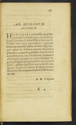 Ad Humanum Lectorem.