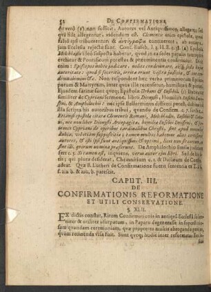 Caput. III. De Confirmationis Reformatione Et Utili Conservatione.