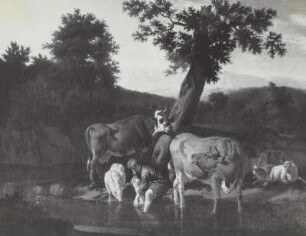 Landschaft mit Hirten und Herde