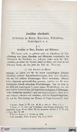 Zwölfter Abschnitt: Arbeiten in Horn, Knochen, Elfenbein, Schildpatt u. a.