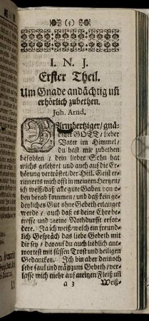 Erster Theil. Um Gnade andächtig... - Ander Theil. Gebeth/ wenn der Sonntag angehet.