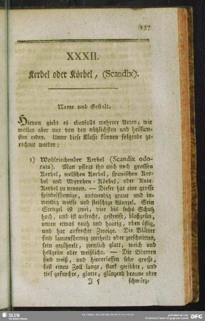XXXII. Kerbel oder Körbel, (Scandix)