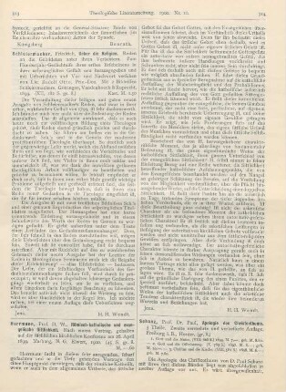 314-315 [Rezension] Schanz, Paul, Apologie des Christenthums. 3 Theile. 2., verm. u. verb. Aufl