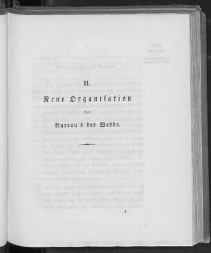 II. Neue Organisation des Bureau's der Wedde.
