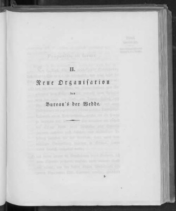 II. Neue Organisation des Bureau's der Wedde.
