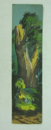 Wilhelm Bendow / Papiertheater / Seiten-Kulisse / Alter, gebrochener Baum aus "Der Freischütz"