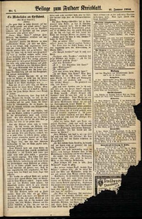 Zweite Ausgabe vom Donnerstag, den 14. Januar 1886.