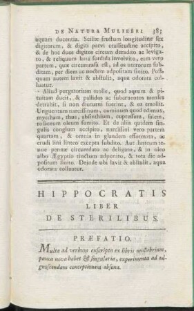 Hippocratis Liber De Sterilibus