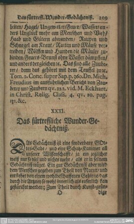 XXXI. Das fürtreffliche Wunder-Gedächtniß