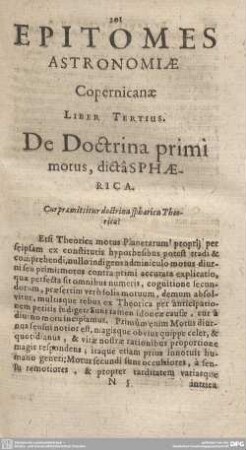 Liber Tertius De Doctrina primi motus, dicta Sphaerica
