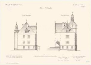 Kadettenhaus, Oranienstein: Lehrgebäude: Aufriss Ostansicht, Westansicht 1:100