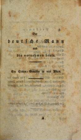 Der deutsche Mann und die vornehmen Leute : ein Sittengemälde in vier Akten
