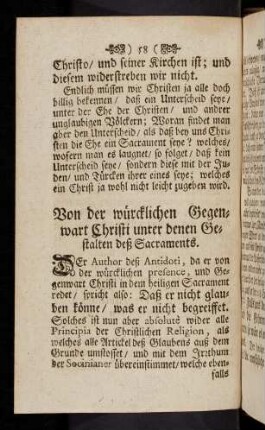 58-84, Von der wuercklichen Gegenwart Christi unter denen ...