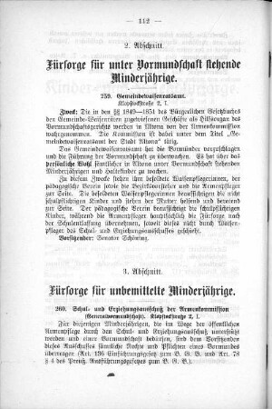 3. Abschnitt. Fürsorge für unbemittelte Minderjährige.