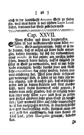 Cap. XXVII. - Vom Silber und seinen bergwercken.