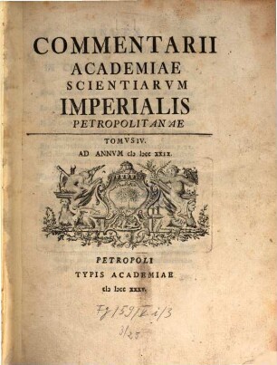 Commentarii Academiae Scientiarum Imperialis Petropolitanae. 4. 1729 (1735)