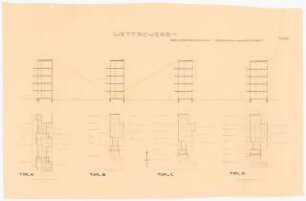 Siedlung der Reichsforschungsgesellschaft, Berlin-Haselhorst: (Lichtpause von Inv.Nr. 34133): Grundrisse 1:100, Schnitte Typ A, B, C, D, 1:100
