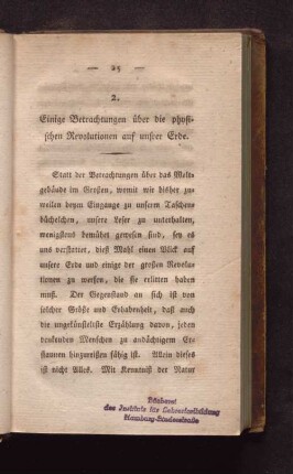 2. Einige Betrachtungen über die physischen Revolutionen auf unsrer Erde.
