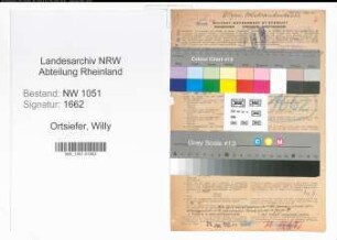 Entnazifizierung Willy Ortsiefer , geb. 09.12.1905 (Verwaltungsbeamter)